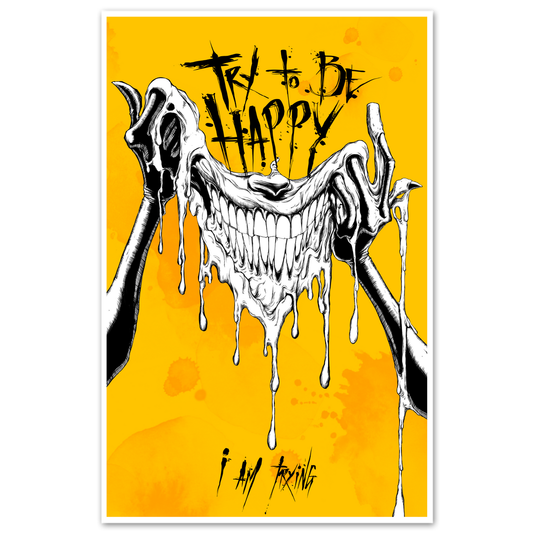 11x17 Try to Be poster by Any Means Necessary Clothing featuring bold typography and artistic design.