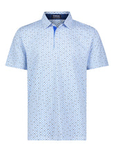 Light blue navy Tuna Performance Polo by White Water Life, showing the polo shirt with a classic collar and subtle logo details.