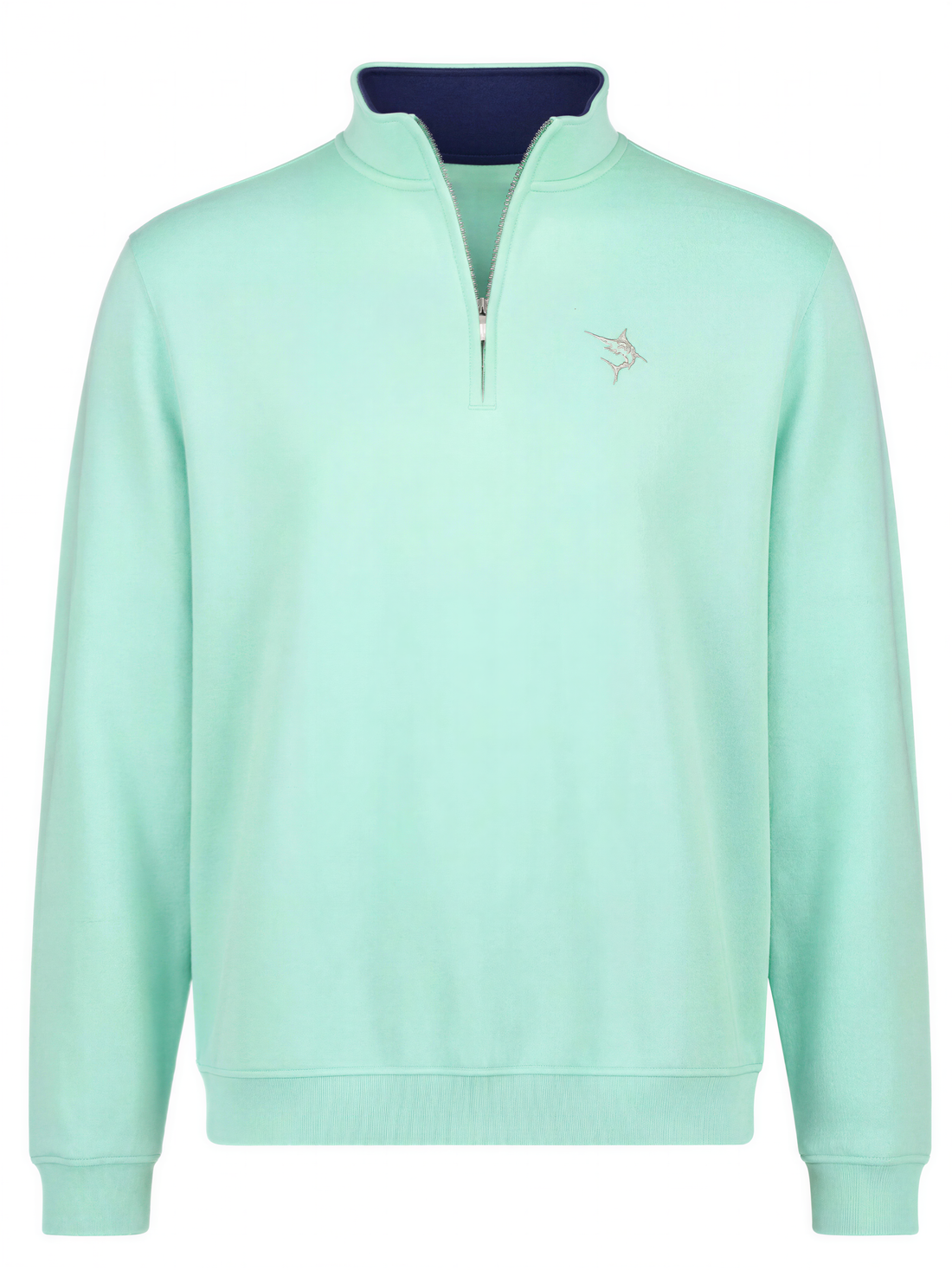White Water Life Turnberry Aqua quarter zip knit sweater, smooth and lightweight, featuring a quarter zip closure and comfortable fit.