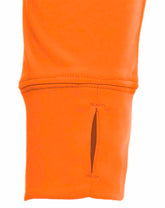 SpectraUSA UPF 50 performance long sleeve crew shirt in orange with cuff details, designed for sun protection and active wear.