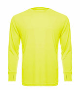 SpectraUSA UPF 50 performance long sleeve crew shirt in safety yellow, designed for sun protection and active wear.