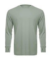SpectraUSA UPF 50 performance long sleeve crew shirt in sage color, designed for sun protection and active wear.