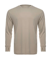 SpectraUSA UPF 50 long sleeve performance crew shirt in warm grey, designed for sun protection and active wear.