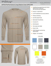 SpectraUSA UPF 50 Performance Crew long sleeve shirt in moisture-wicking fabric, designed for sun protection and active wear.