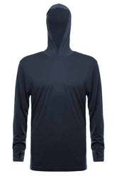 Steel grey long sleeve UPF 50 performance hoody by SpectraUSA with front view, featuring a fitted design and lightweight fabric.