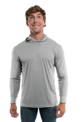 SpectraUSA UPF 50 performance long sleeve hoody with metallic front, designed for sun protection and active wear.