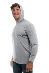 SpectraUSA UPF 50 performance long sleeve hoody with metallic side panels, designed for sun protection and active wear.