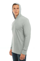 SpectraUSA UPF 50 performance long sleeve hoody in sage color, shown from side view, designed for sun protection and active wear.