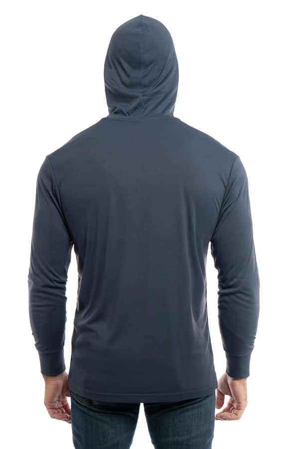 SpectraUSA UPF 50 Performance long sleeve hoody in steel grey, featuring a comfortable fit and sun protection.