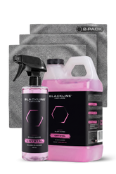 Blackline Car Care BLACKLINE® Crystal Glass Cleaner spray bottle showing clear liquid and spray nozzle for cleaning car windows