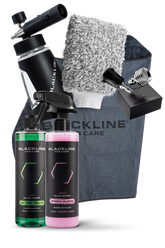 Blackline Car Care BLACKLINE® Ultra Series Foam Cannon attached to a pressure washer for car detailing.