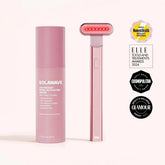 Solawave 4-in-1 red light therapy wand and activating serum kit with rose gold finish, showcasing skincare tools for radiant skin.