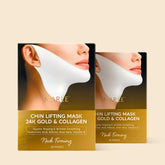 Set of 20 Maree 24K Gold V-Line Lifting Masks showing gold foil masks with elastic edges for facial contouring and skin lifting.