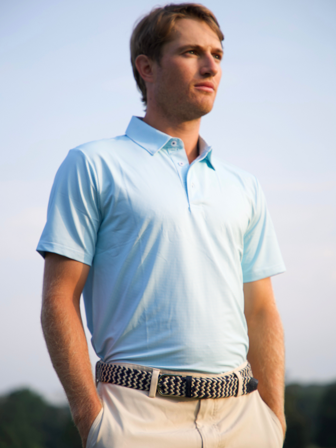 Green Vineyard Polo shirt by White Water Life featuring a classic collar and short sleeves.