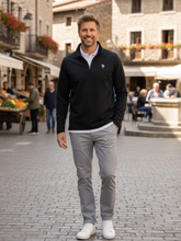 White Water Life Montauk quarter zip in black, midweight comfort shirt with a high collar and zip closure.