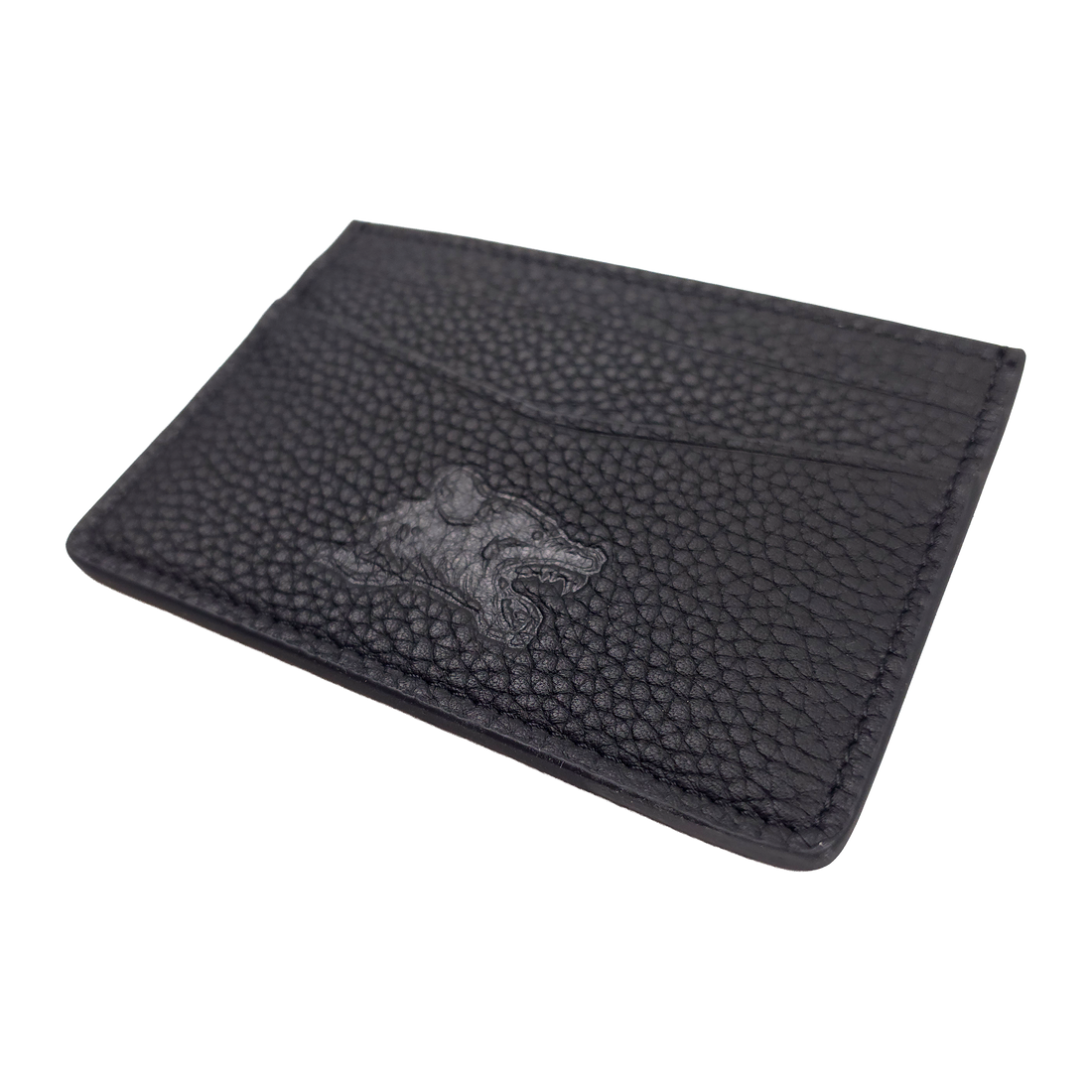 Black Hyena Wallet lanyard from Any Means Necessary Clothing featuring a detailed hyena graphic and secure clip attachment.