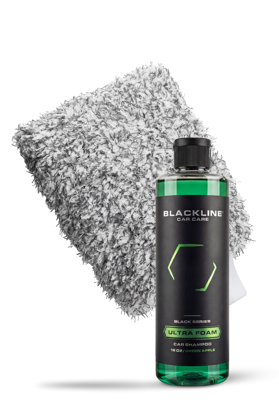 Blackline Car Care BLACKLINE® microfiber wash mitt for car cleaning, soft and absorbent for gentle washing of vehicles.