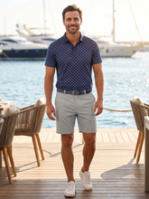 Gray White Water Life Bayport Shorts laid flat, showing the casual design and comfortable fit for outdoor activities.