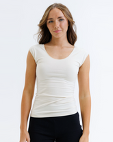 Downeast Wonder Tee in soft fabric, featuring a classic crewneck design and relaxed fit, shown in a neutral color.