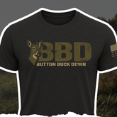 Black BBD T-Shirt by Bow Crew Apparel featuring a comfortable fit and bow hunting lifestyle graphics.