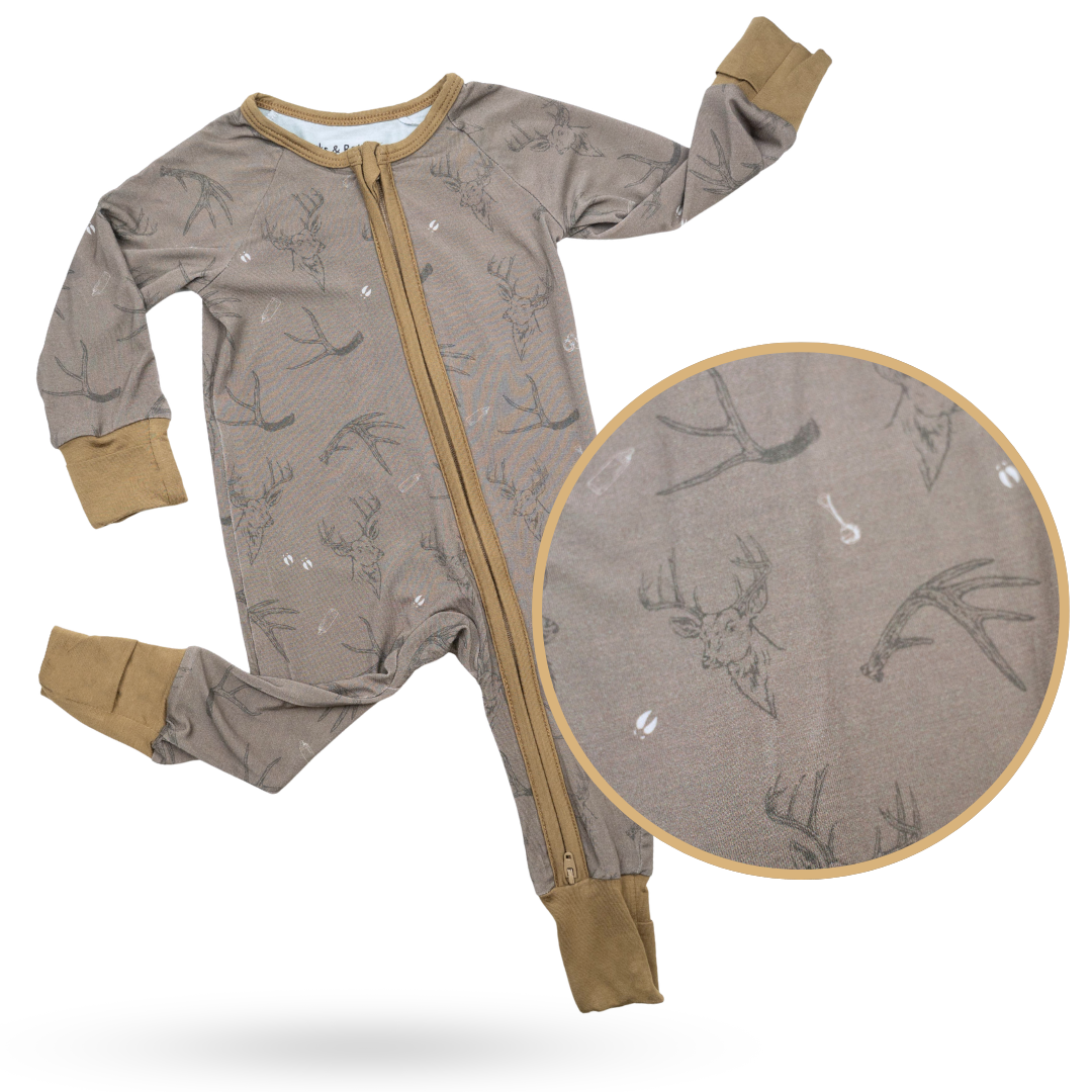 Baby Zippy Racks &amp; Rattles from Bow Crew Apparel, featuring a cute bow hunting-themed design for infants.