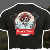 Hard hunting team T-shirt by Bow Crew Apparel featuring a bold design for bow hunting enthusiasts, shown in black with graphic print.