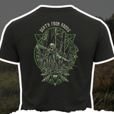 Black "Death From Above" Bow Crew Apparel T-shirt featuring bold graphic design for bow hunting enthusiasts.