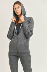 Fitkitty Culture zip-up hoodie jacket with side panels, casual sweatshirt designed for comfortable athleisure and yoga wear.