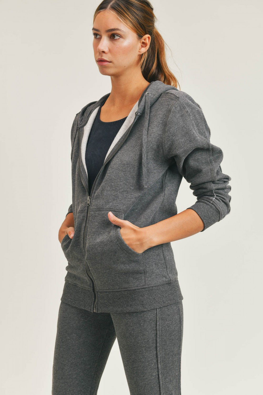 Fitkitty Culture zip-up hoodie jacket with side panels, cozy sweatshirt for casual wear and athleisure style.