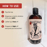 Johnny Slicks After Action Body Wash bottle with label, showcasing a refreshing grooming product for men&