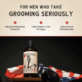 Johnny Slicks After Action Body Wash bottle with label, featuring a sleek design and natural ingredients visible on the packaging.