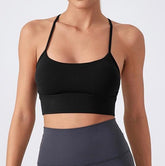 Blackout Barbell Milli Bra featuring sleek design and supportive fabric, displayed on a mannequin in a well-lit setting.