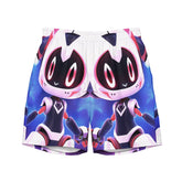Yūjin Clothing Cyber Friend swim trunks, short style with vibrant cyber-themed patterns and comfortable fit for beach or pool days.