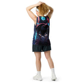 Yūjin Clothing recycled basketball jersey tank top with full power branding and breathable athletic fabric, designed for sports and casual wear.