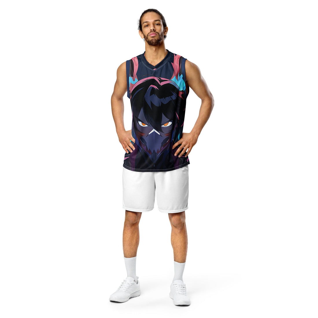 Yūjin Clothing Full Power recycled basketball jersey tank top featuring athletic design and vibrant team-inspired colors.