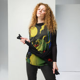 Devil Cat recycled basketball jersey tank top by Yūjin Clothing featuring a bold devil cat graphic and sporty design.