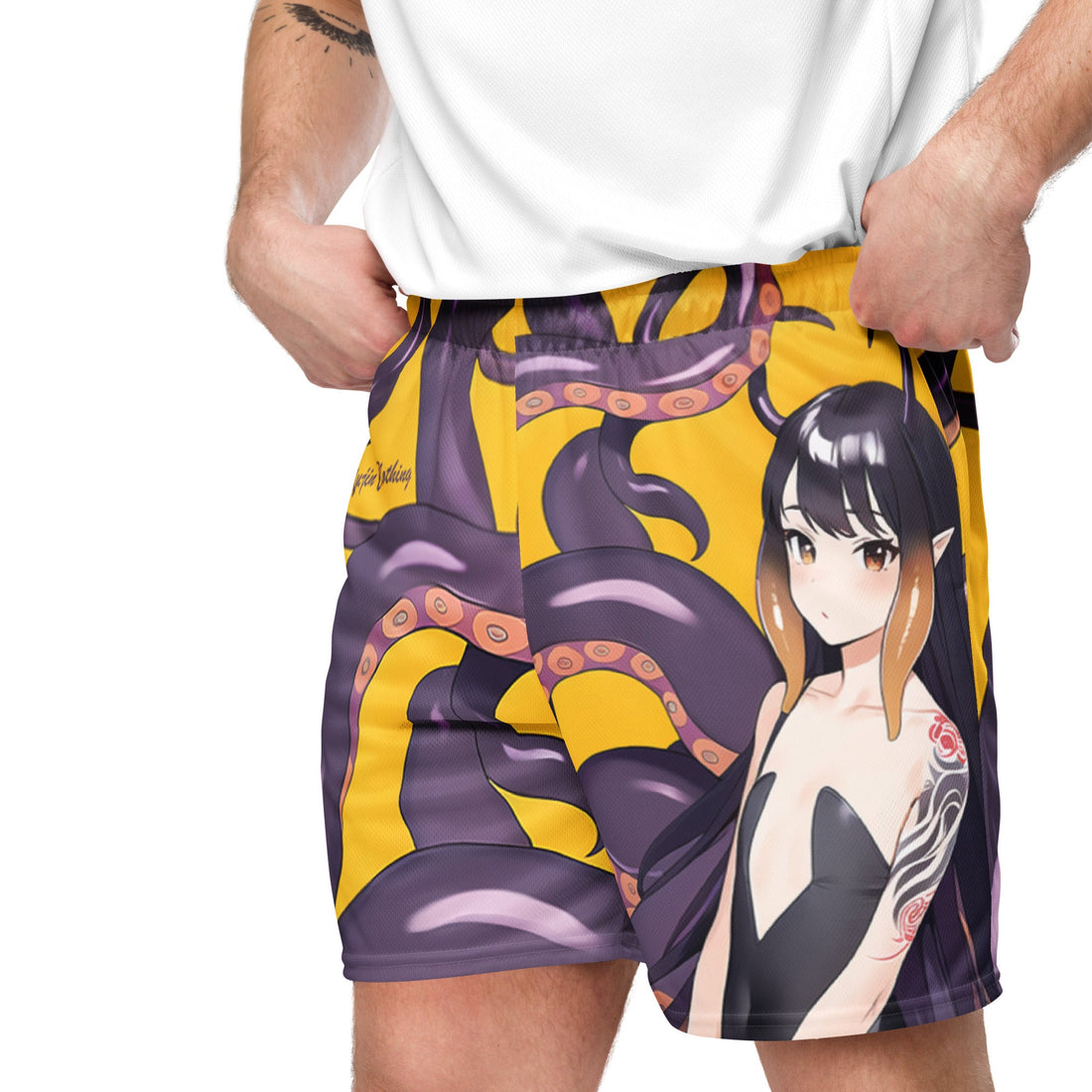 Yūjin Clothing Deep Temptations mesh shorts, lightweight and breathable athletic short with mesh fabric and adjustable waistband.
