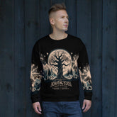 Yūjin Clothing Enchanting Echoes Halloween sweatshirt featuring spooky design, soft fabric, and comfortable fit for festive wear.