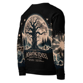 Yūjin Clothing Enchanting Echoes Halloween sweatshirt with spooky design, soft fabric, and comfortable fit for Halloween festivities.