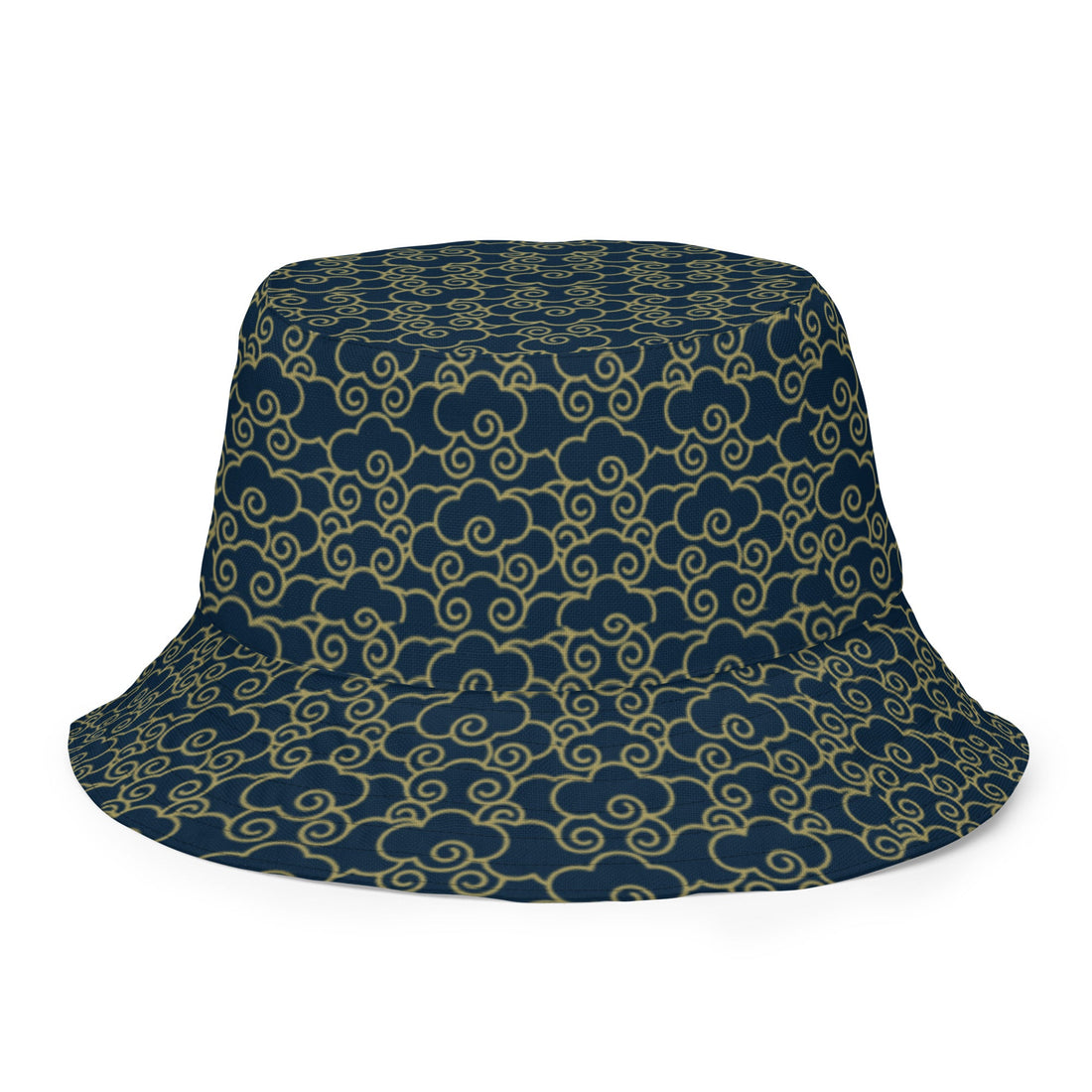 Reversible bucket hat featuring Japanese cloud pattern from Yūjin Clothing, lightweight headwear with vibrant cloud print design.