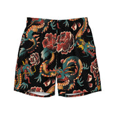 Yūjin Clothing Dragon Tattoo shorts featuring bold dragon print, casual fit, and lightweight fabric for streetwear style.