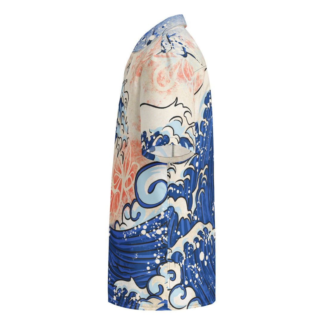 Yūjin Clothing Japanese Wave T-Shirt featuring a bold blue and white wave design on soft fabric.
