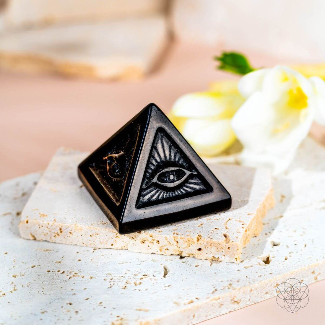 Crystal Heart with All Seeing Eye and Pyramid of Ancient Wisdom, representing enlightenment and spiritual insight by Conscious Items.