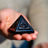 Crystal Heart with All Seeing Eye pyramid of ancient wisdom, symbolizing protection and spiritual insight from Conscious Items.