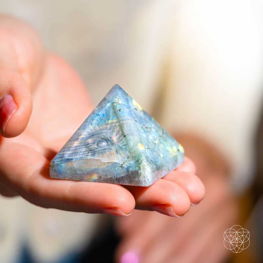 Crystal Heart with All Seeing Eye and Pyramid of Ancient Wisdom design by Conscious Items, showcasing mystical symbolism and craftsmanship.