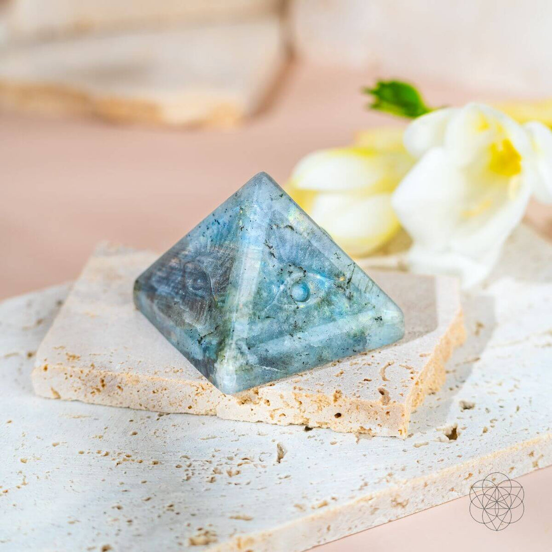 Crystal Heart featuring the All Seeing Eye and Pyramid of Ancient Wisdom, symbolizing enlightenment and spiritual insight.