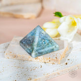Crystal Heart featuring the All Seeing Eye and Pyramid of Ancient Wisdom, symbolizing enlightenment and spiritual insight.