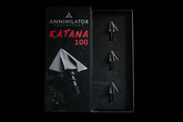 Annihilator Broadheads KATANA 100 broadheads with right bevel design for precise archery shooting.