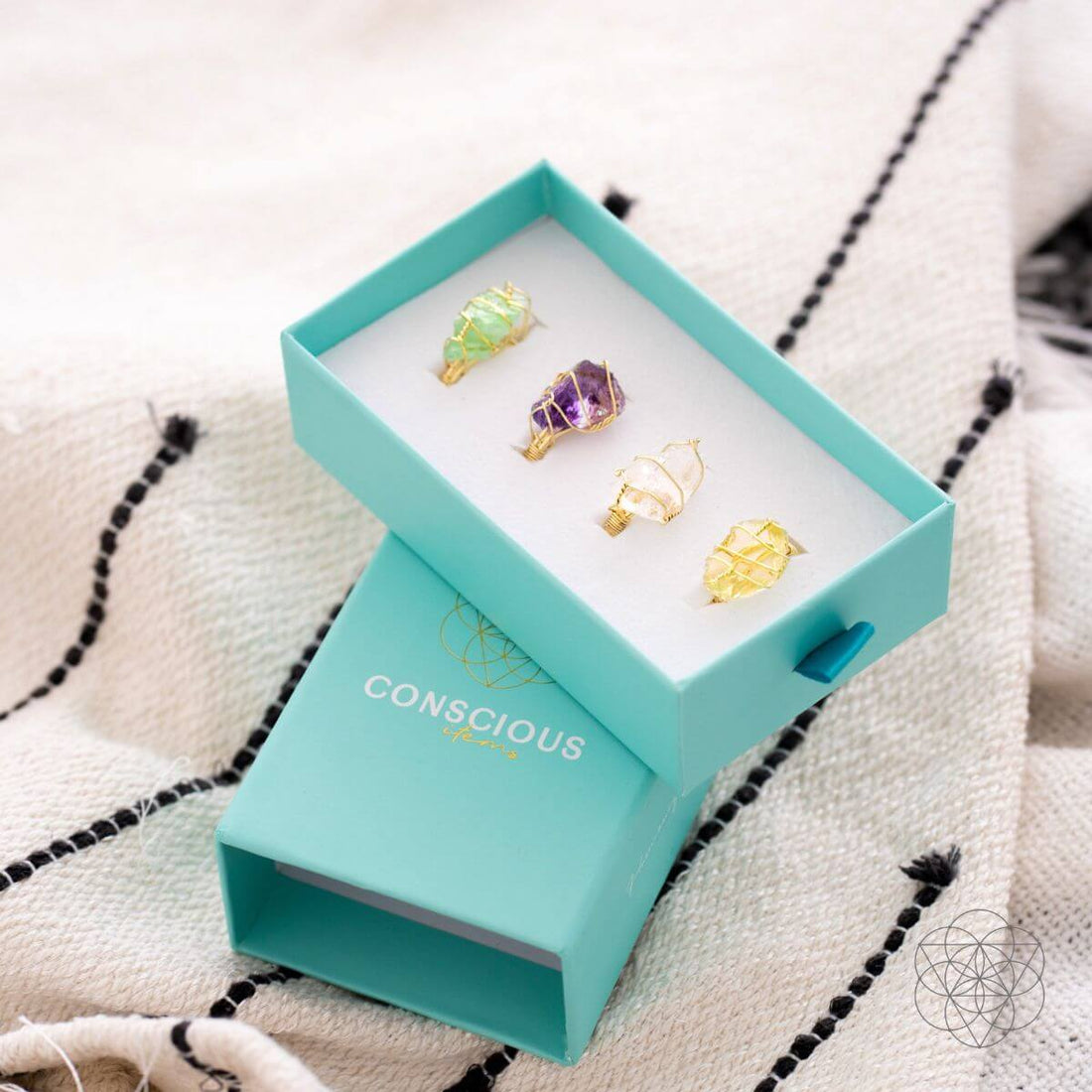 Conscious Items anti-stress ring featuring smooth, rounded design for calming wear and stress relief.