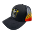Trucker hat from Any Means Necessary Clothing featuring "Let the Weak Burn" slogan on front, black mesh back, and structured brim